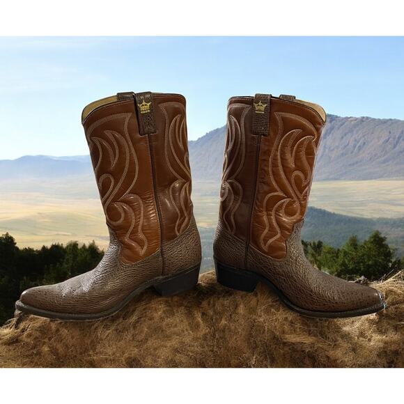 Brown Men\'s Cowboy Boots Stuart McGuire Leather Size 9 1/2 M embroidered main image 5